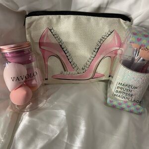 NWOT Pink High Heel Makeup Bag Bundle